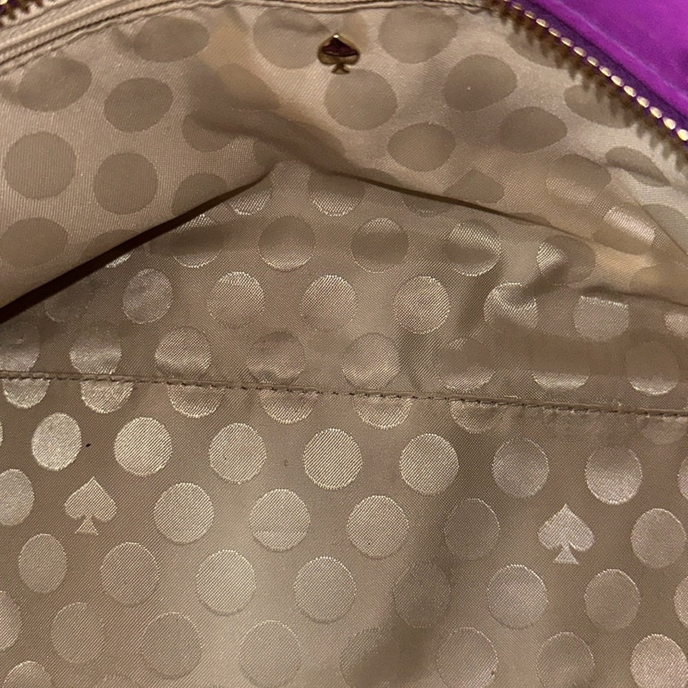 Kate Spade Rose Avenue Embossed Ostrich Leather Bow Tote Bag Baja Rose Purple - Picture 15 of 16